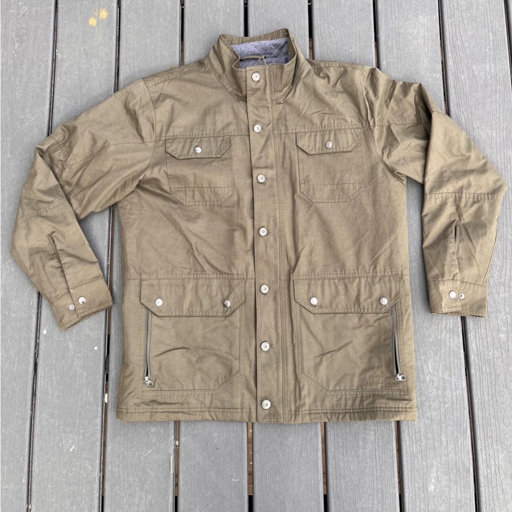 Orvis Safari Field Jacket Mens Large Military Green Wool Cotton Utility Chore